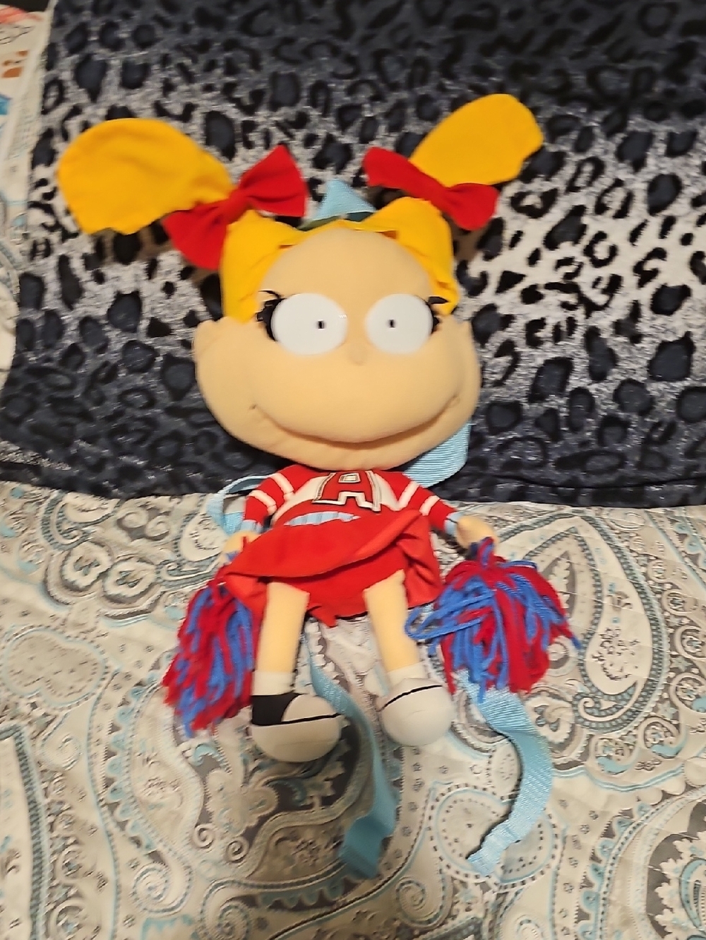 Rugrats Angelica Cheerleader Plush Backpack- Yellow & Red 1999